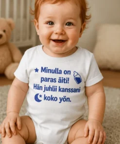 Vauvan body Juhlii koko yön hauskalla tekstillä lahjaksi vauvalle