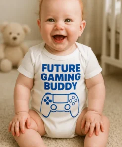 Vauvan body Tuleva pelikaveri hauskalla FUTURE GAMING BUDDY -painatuksella
