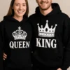 Villapaita King queen setti lahjaksi, pariskunnan hauska QUEEN KING -design