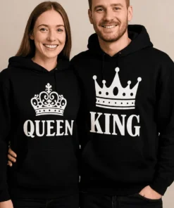 Villapaita King queen setti lahjaksi, pariskunnan hauska QUEEN KING -design